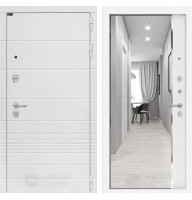 Входная дверь Лабиринт Трендо  с зеркалом Панорама - Белый софт