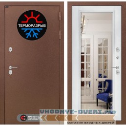 Входная дверь Лабиринт Термо Магнит с зеркалом Фацет - Белый софт