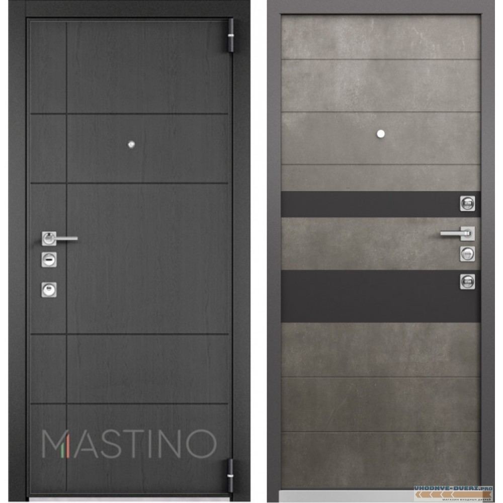 Входная дверь Mastino Forte (Синхропоры графит MS-114 / Бетон темный MS-118)
