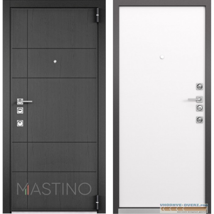 Входная дверь Mastino Forte (Синхропоры графит MS-114 / Реалвуд молочный MS-100)