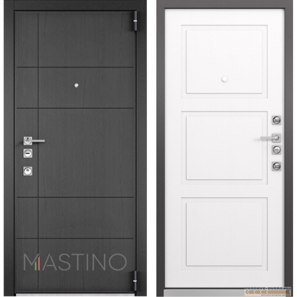 Входная дверь Mastino Forte (Синхропоры графит MS-114 / Cинхропоры милк MS-104)