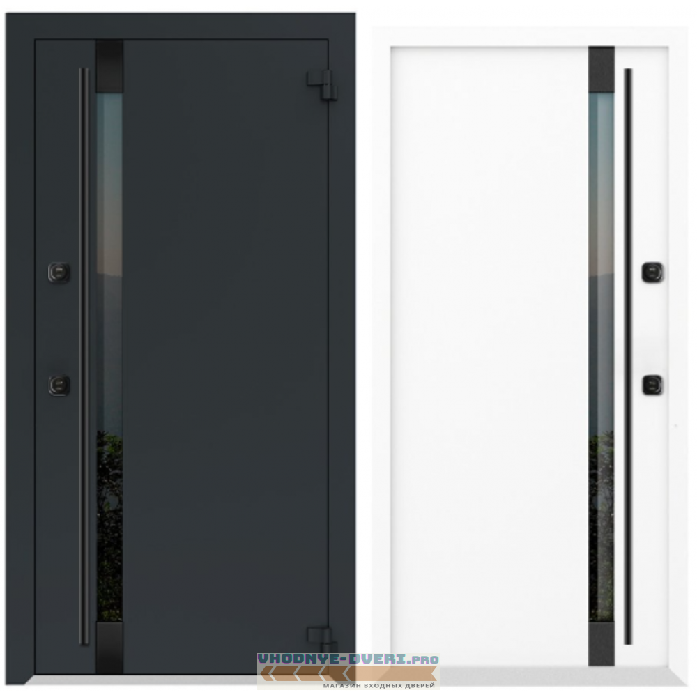 Дверь Металюкс БОСТОН - 3К  AG6052 Ral 7024 Серый Ручка скоба