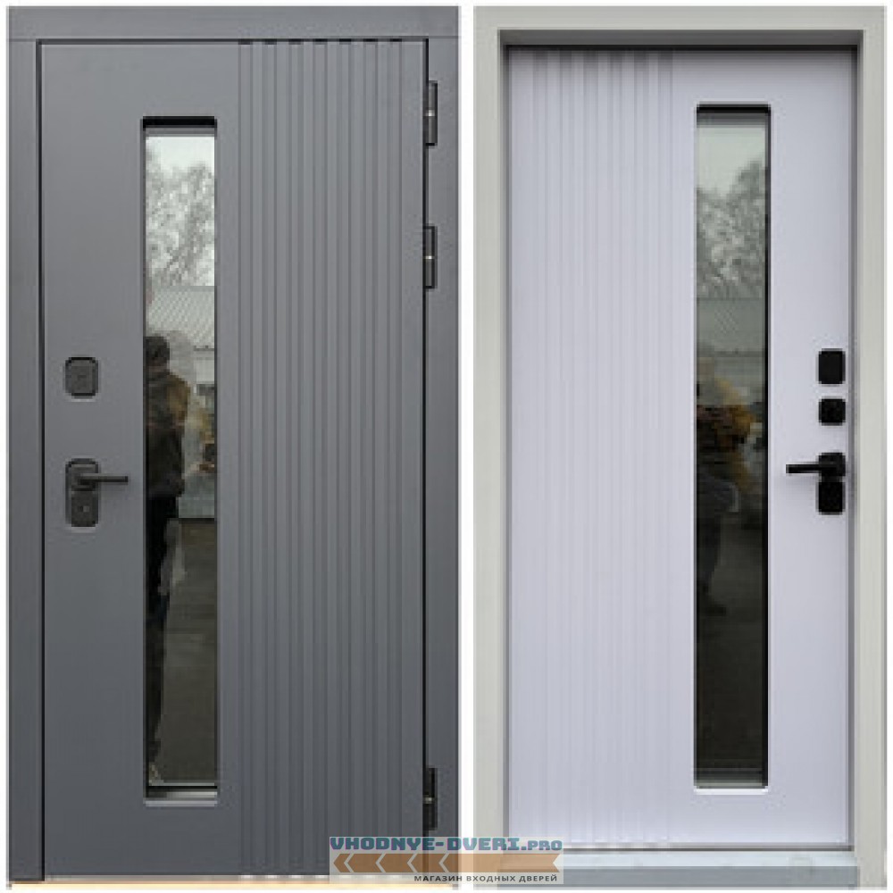 Дверь с терморазрывом входная для дома Север 2 окно эмаль 7024