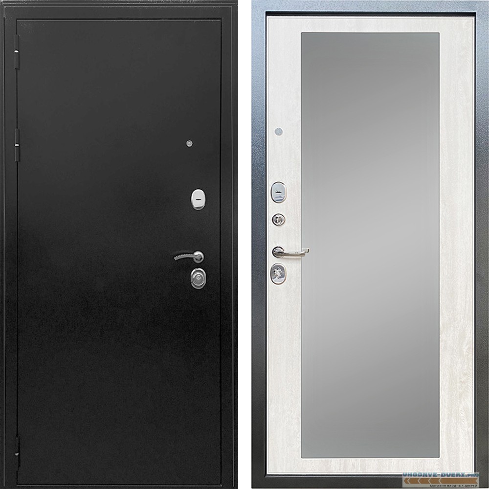  Металлическая дверь Ратибор Троя 3К с зеркалом Сосна белая 