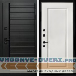Входная дверь Inteko Агат (Черный кварц,черное стекло) + ФЛ-119 белый матовый