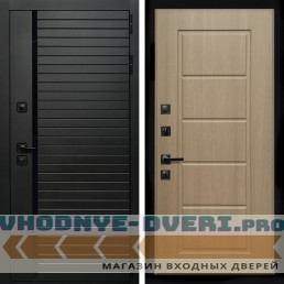Входная дверь Inteko Агат (Черный кварц,черное стекло) + ФЛ-39 эко дуб