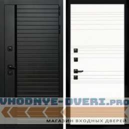 Входная дверь Inteko Агат (Черный кварц,черное стекло) + Горизонт дуб кантри