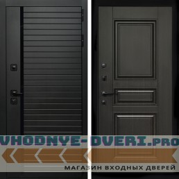 Входная дверь Inteko Агат (Черный кварц,черное стекло) + Классика венге
