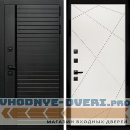 Входная дверь Inteko Агат (Черный кварц,черное стекло) + Лучи белый