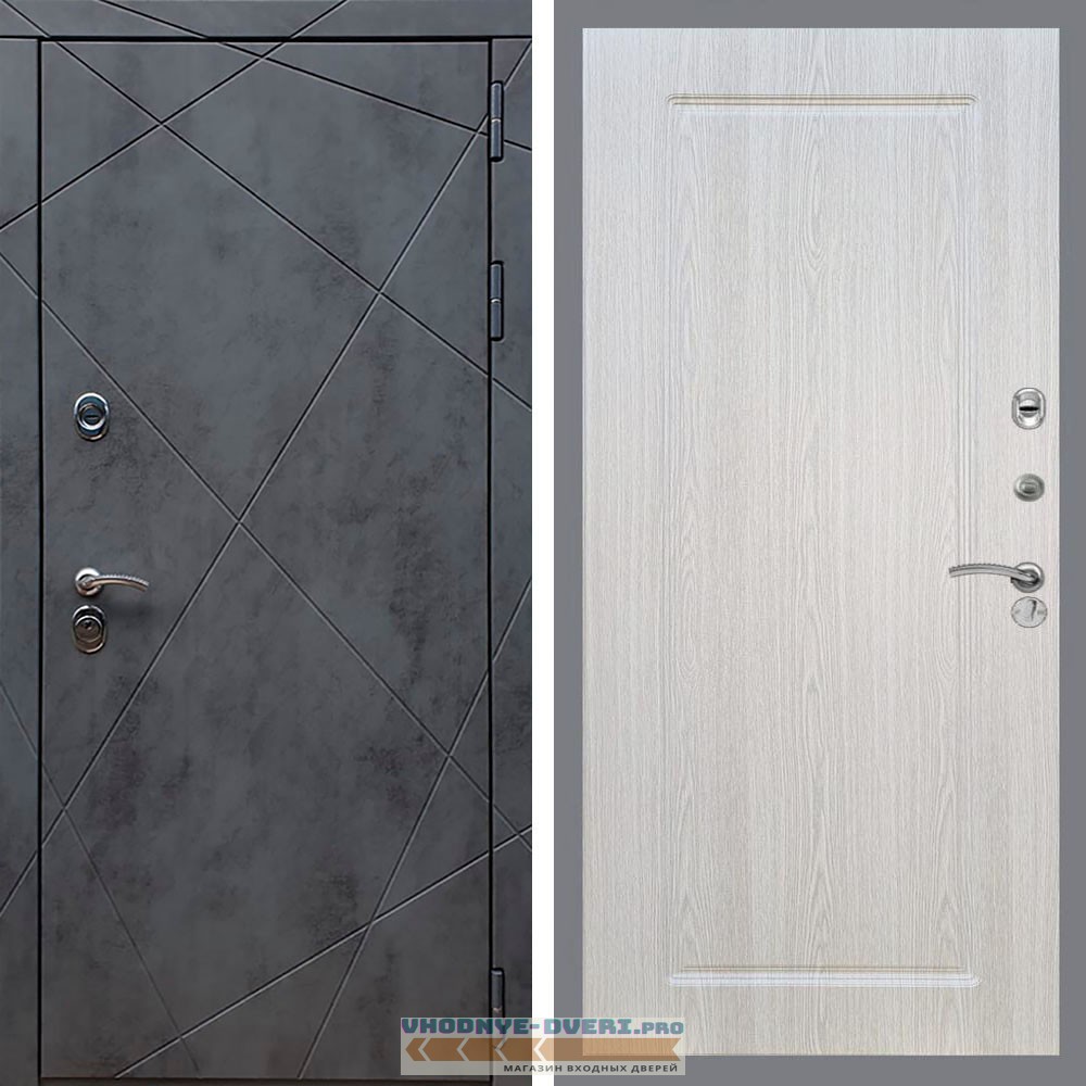 Входная дверь REX (Рекс) 13 Бетон ФЛ-119 Беленый дуб