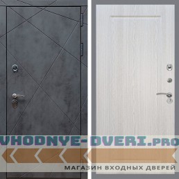 Входная дверь REX (Рекс) 13 Бетон ФЛ-119 Белый ясень