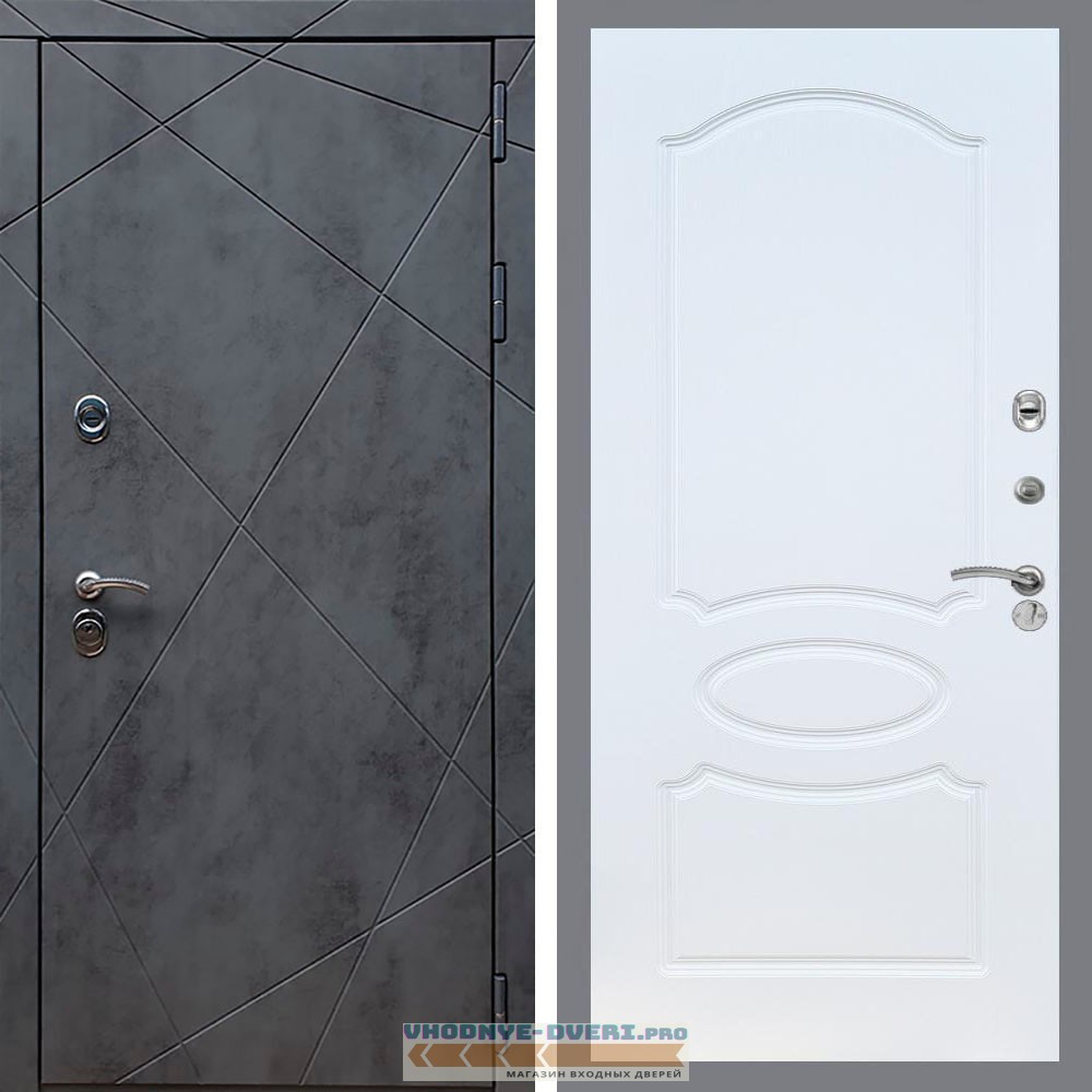 Входная дверь REX (Рекс) 13 Бетон ФЛ-128 белый ясень