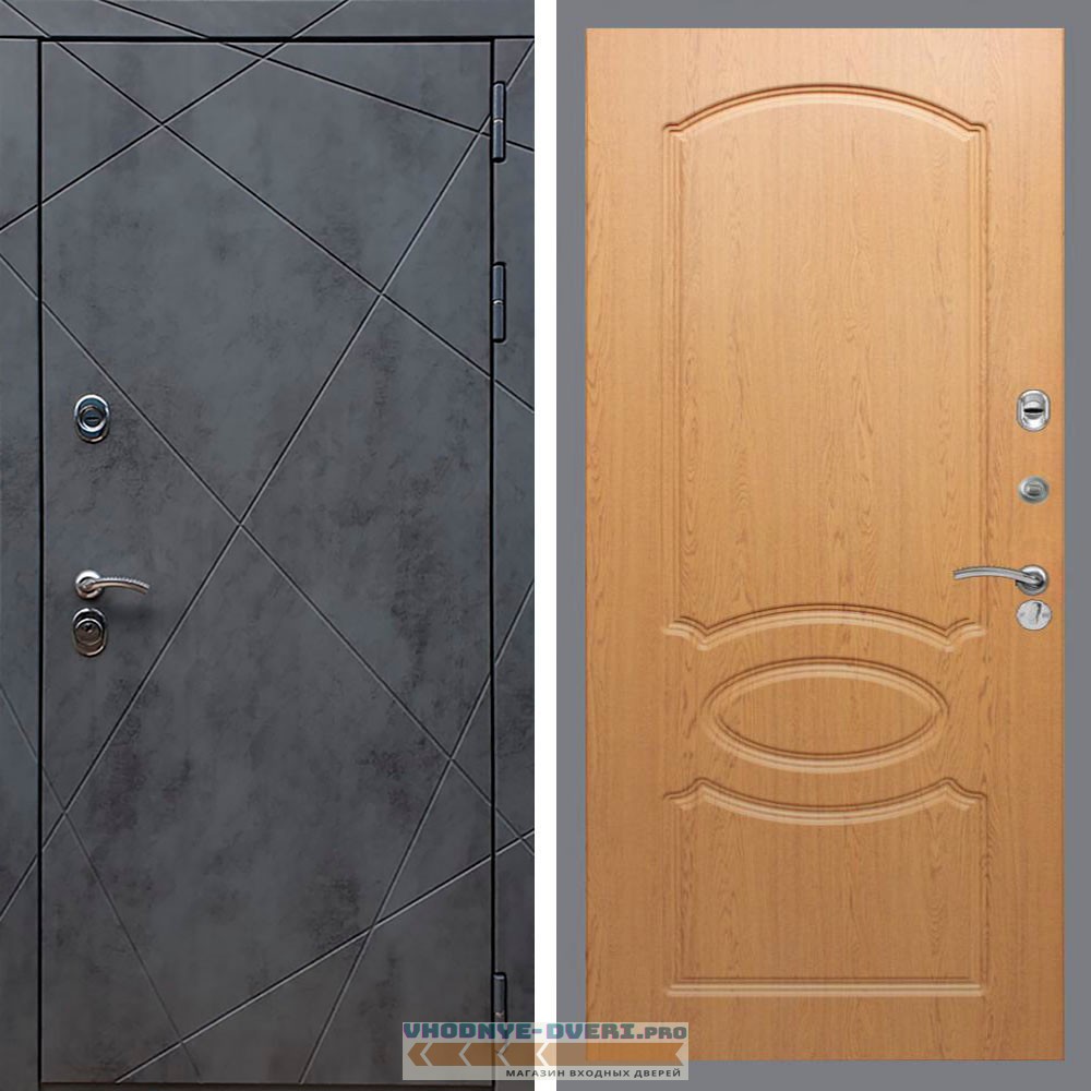 Входная дверь REX (Рекс) 13 Бетон ФЛ-128 Дуб светлый