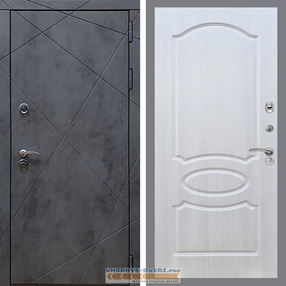 Входная дверь REX (Рекс) 13 Бетон ФЛ-128 Лиственница бежевая