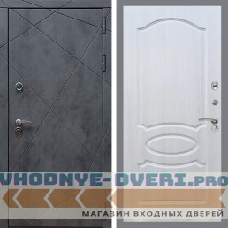 Входная дверь REX (Рекс) 13 Бетон ФЛ-128 Лиственница бежевая