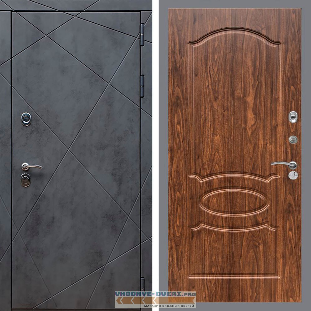 Входная дверь REX (Рекс) 13 Бетон ФЛ-128 Орех темный