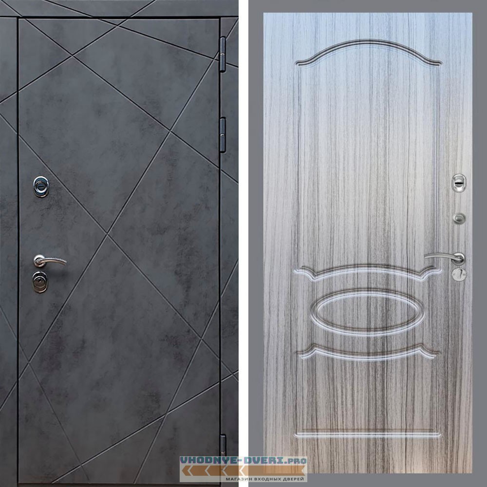 Входная дверь REX (Рекс) 13 Бетон ФЛ-128 Сандал серый