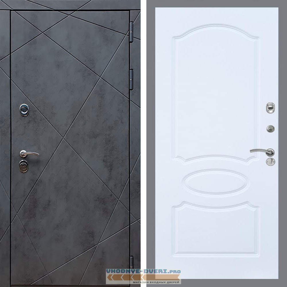 Входная дверь REX (Рекс) 13 Бетон ФЛ-128 Белый матовый