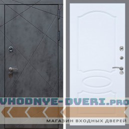 Входная дверь REX (Рекс) 13 Бетон ФЛ-128 Белый матовый