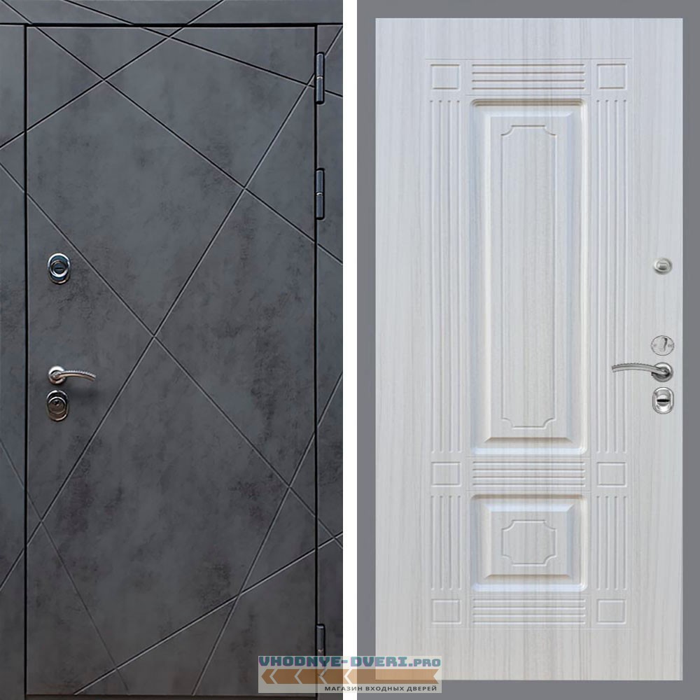 Входная дверь REX (Рекс) 13 Бетон ФЛ-2 Сандал белый