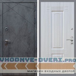 Входная дверь REX (Рекс) 13 Бетон ФЛ-2 Сандал белый