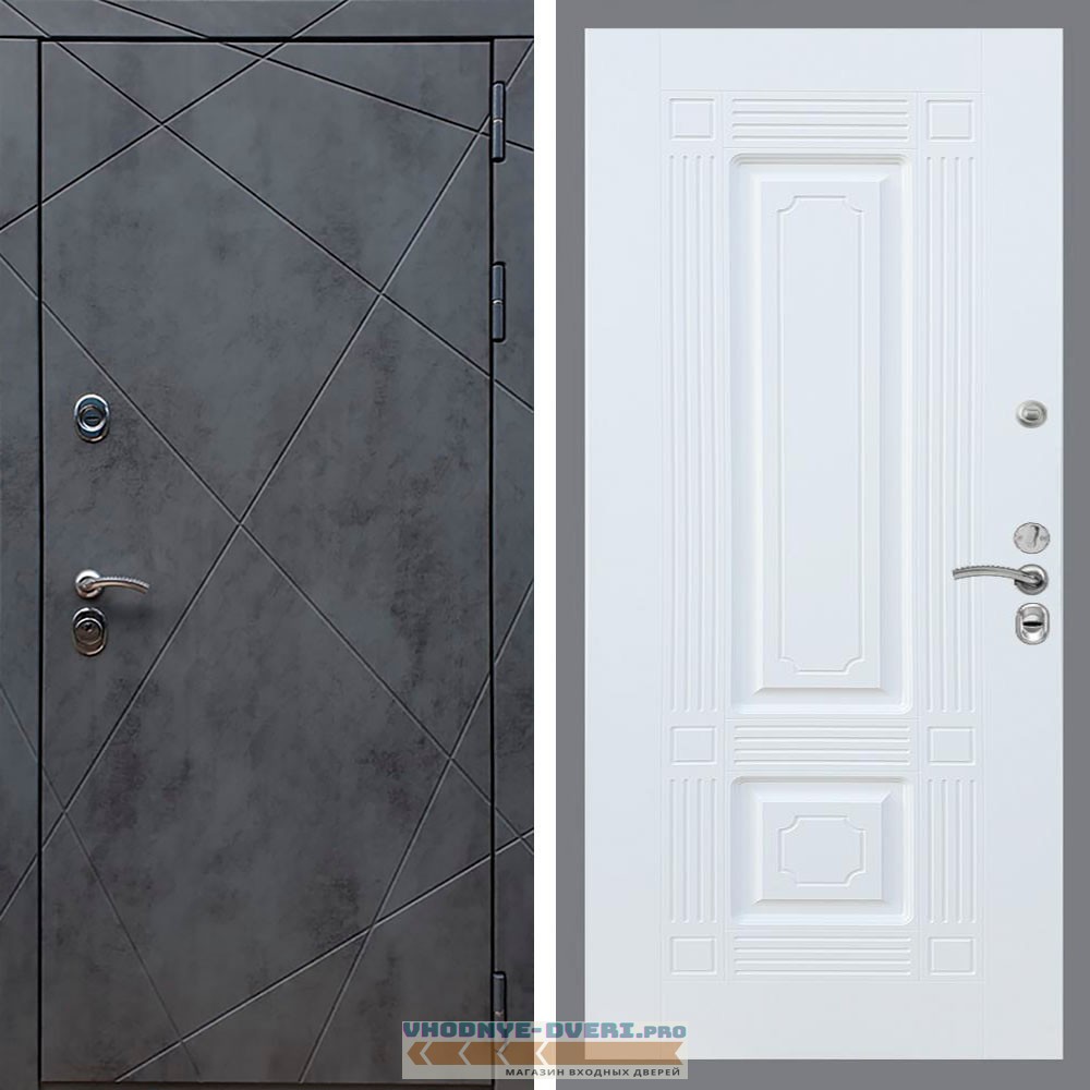 Входная дверь REX (Рекс) 13 Бетон ФЛ-2 Белый матовый