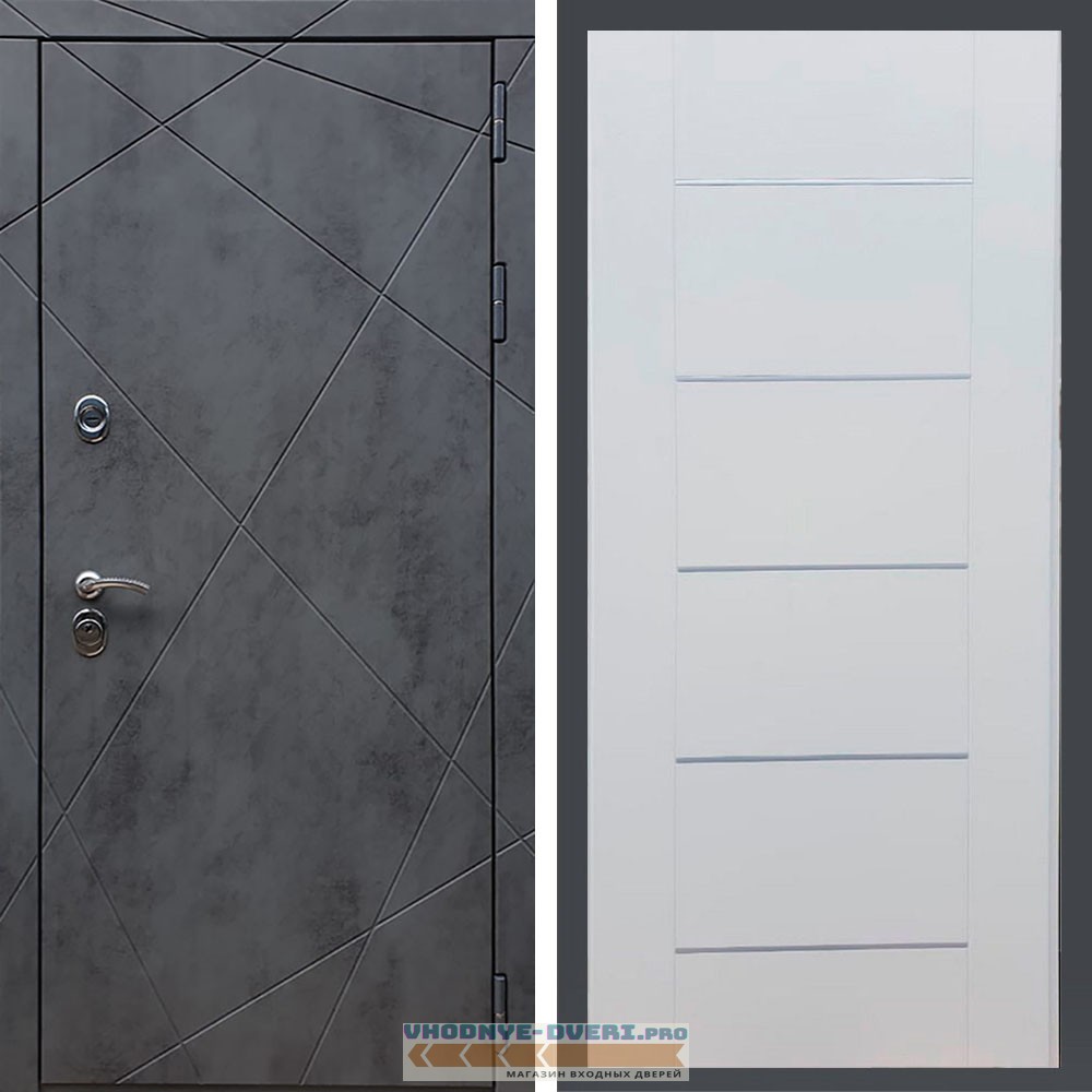 Входная дверь REX (Рекс) 13 Бетон B03 молдинги белый ясень