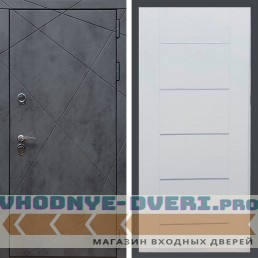 Входная дверь REX (Рекс) 13 Бетон B03 молдинги белый ясень