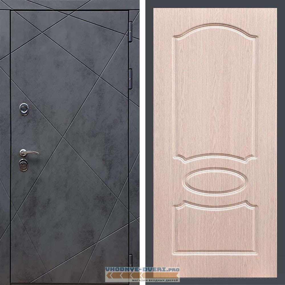 Входная дверь REX (Рекс) 13 Бетон ФЛ-128 беленый дуб