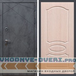 Входная дверь REX (Рекс) 13 Бетон ФЛ-128 беленый дуб