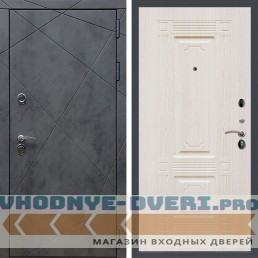 Входная дверь REX (Рекс) 13 Бетон ФЛ-2 беленый дуб 16мм