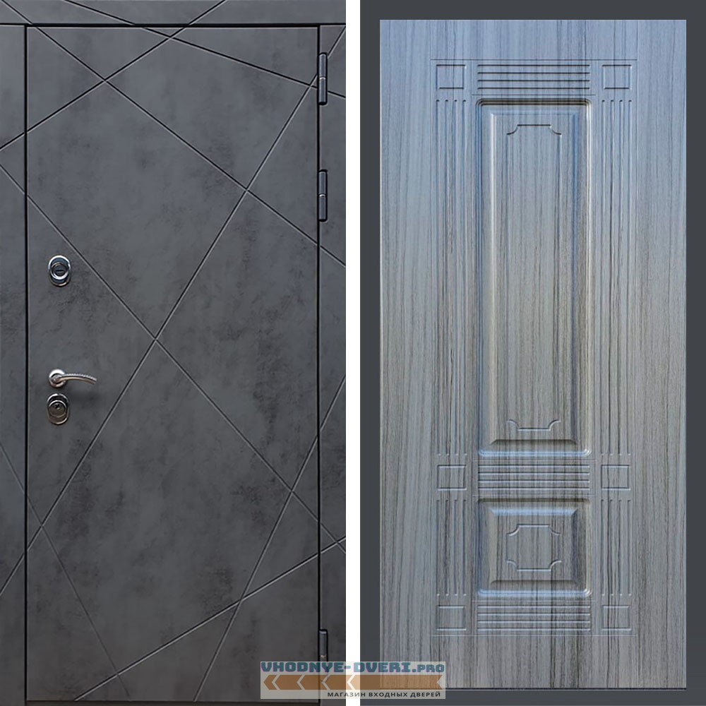 Входная дверь REX (Рекс) 13 Бетон ФЛ-2 сандал серый 16 мм