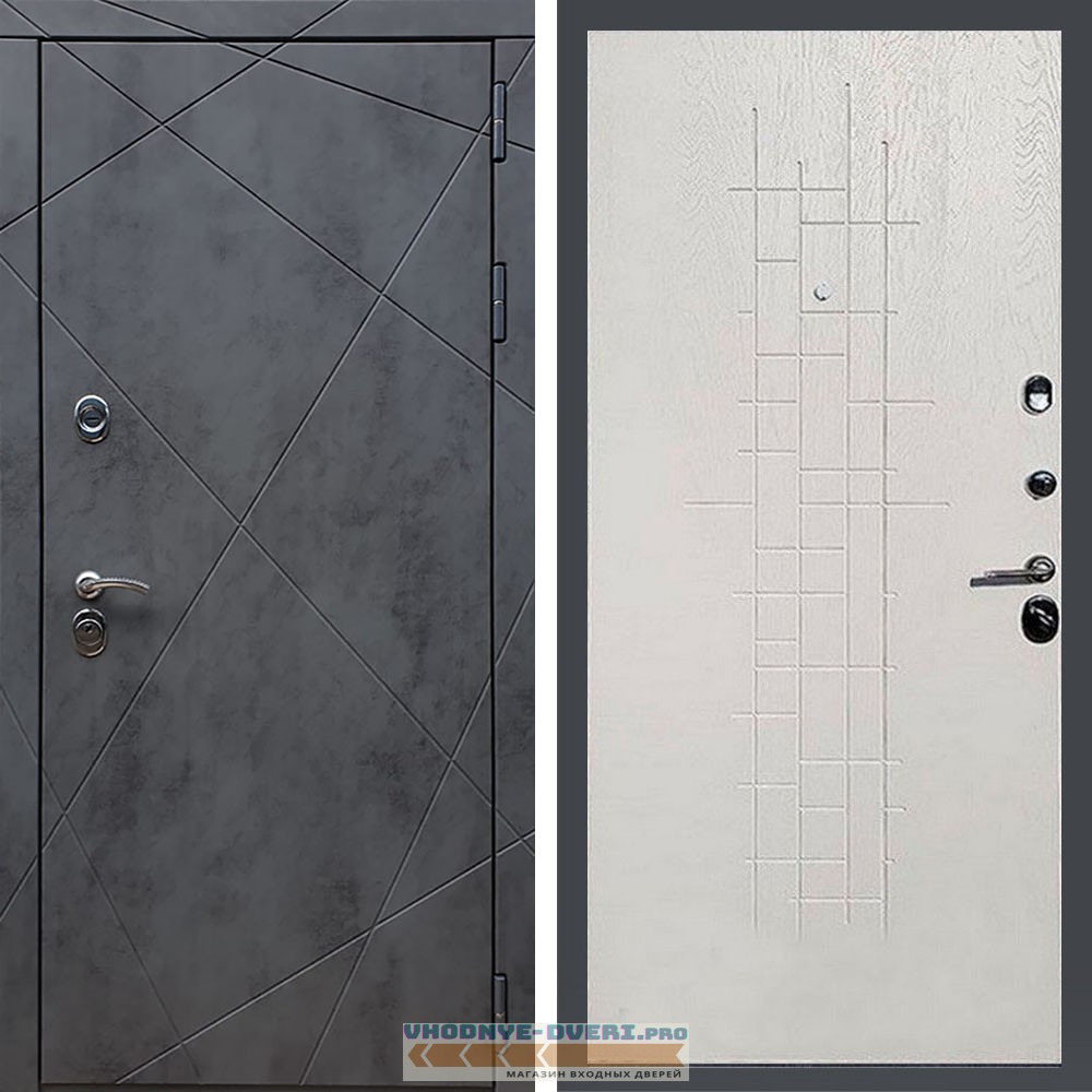 Входная дверь REX (Рекс) 13 Бетон ФЛ-289 Белый ясень