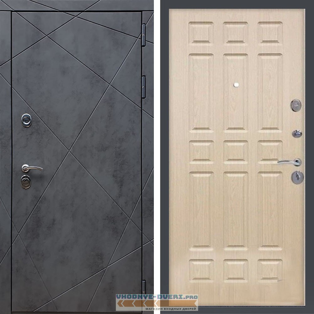 Входная дверь REX (Рекс) 13 Бетон ФЛ-33 беленый дуб