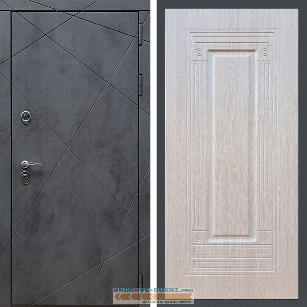 Входная дверь REX (Рекс) 13 Бетон ФЛ-4 беленый дуб