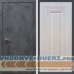 Входная дверь REX (Рекс) 13 Бетон ФЛ-4 беленый дуб