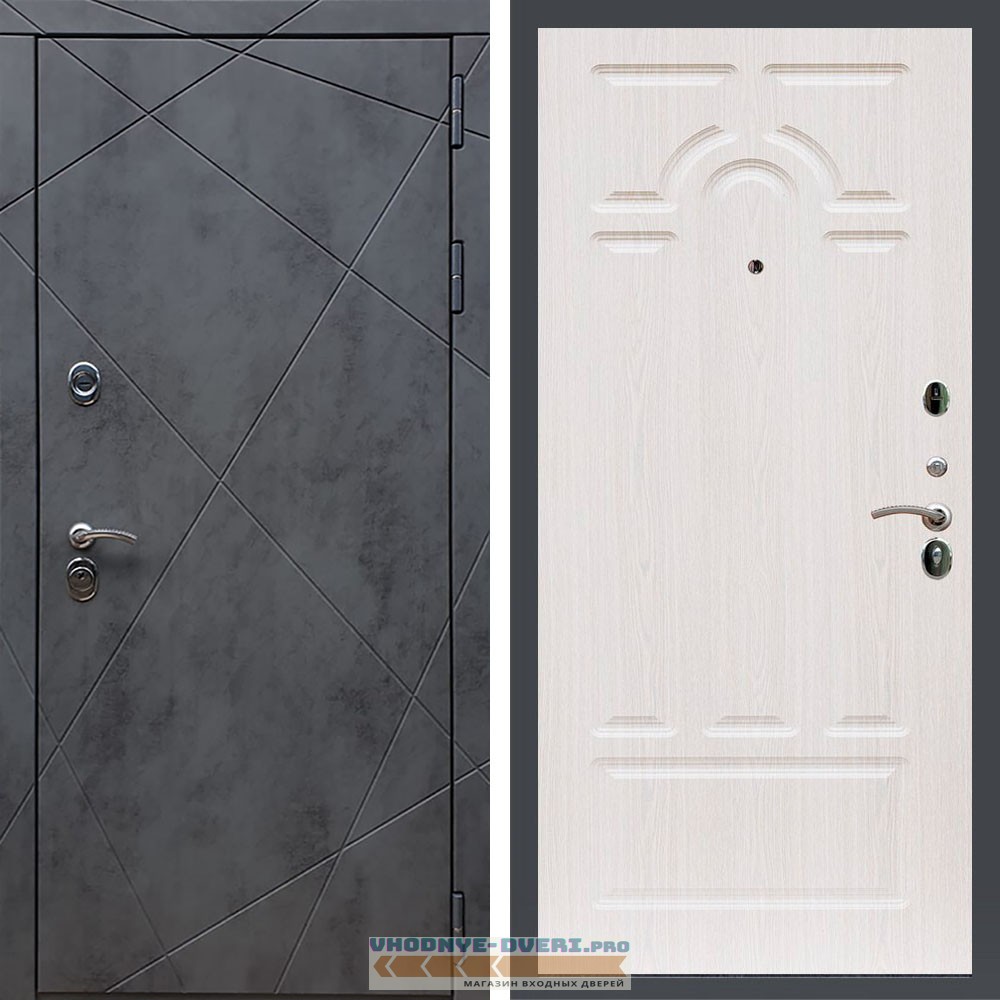 Входная дверь REX (Рекс) 13 Бетон ФЛ-58 Беленый дуб