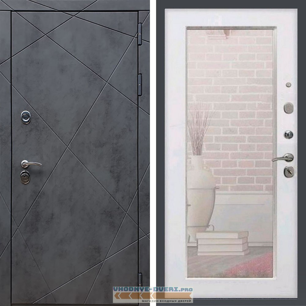 Входная дверь REX (Рекс) 13 Бетон пастораль белый ясень