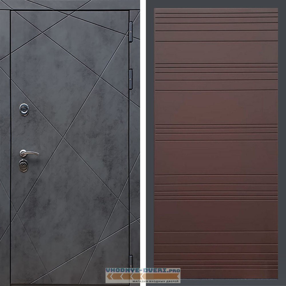 Дверь REX (Рекс) 13 Бетон полоски горизонтальные ясень шоколадный