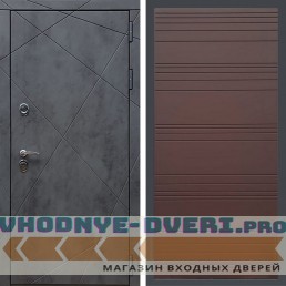 Дверь REX (Рекс) 13 Бетон полоски горизонтальные ясень шоколадный
