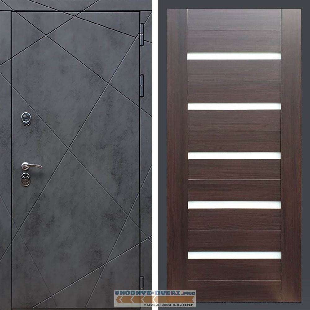 Входная дверь REX (Рекс) 13 Бетон сб-14 эковенге белое стекло