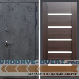 Входная дверь REX (Рекс) 13 Бетон сб-14 эковенге белое стекло