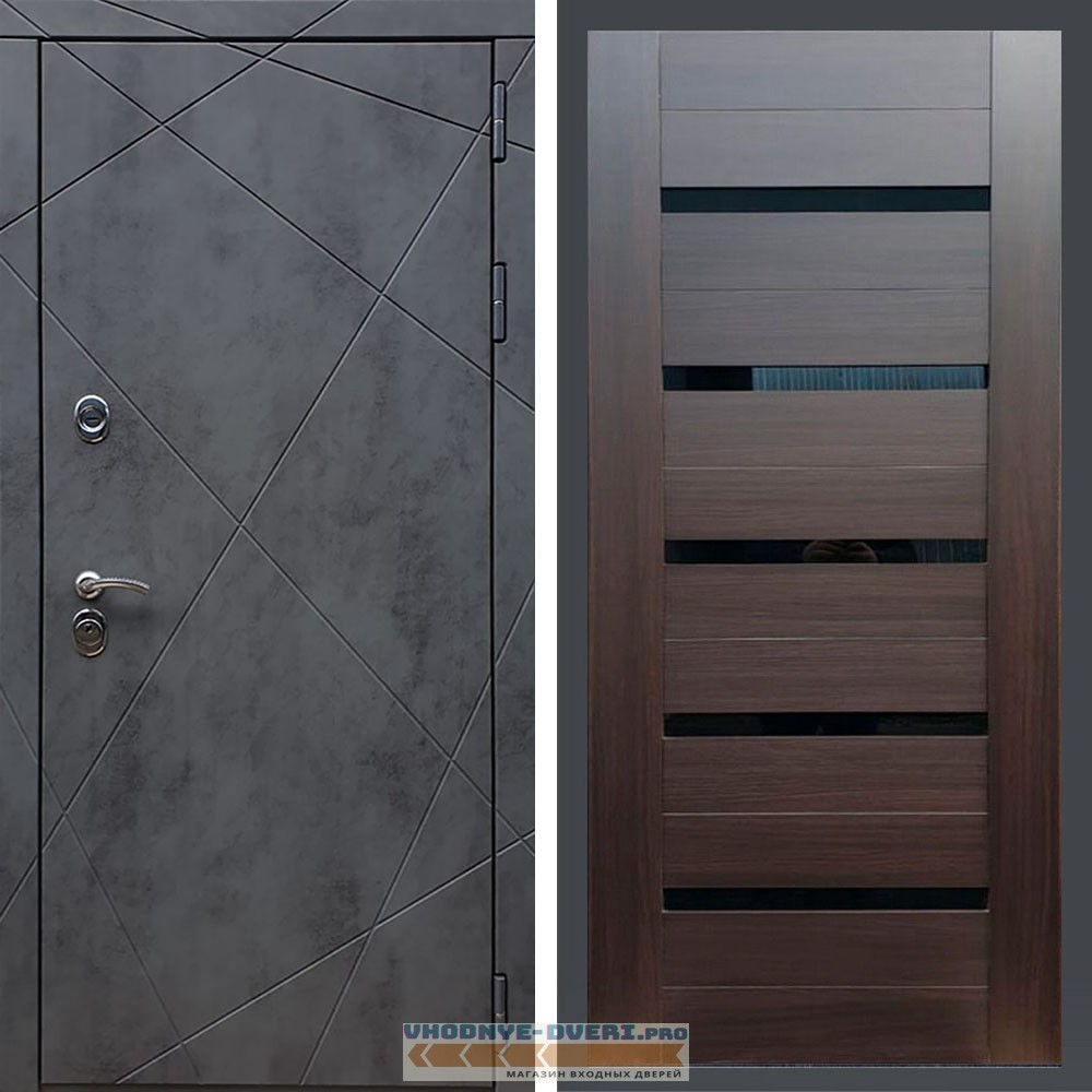 Входная дверь REX (Рекс) 13 Бетон сб-14 эковенге черное стекло