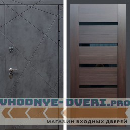 Входная дверь REX (Рекс) 13 Бетон сб-14 эковенге черное стекло