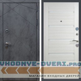 Входная дверь REX (Рекс) 13 Бетон сб-14 лиственница беж. белое стекло