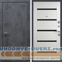 Входная дверь REX (Рекс) 13 Бетон сб-14 лиственница беж. черное стекло