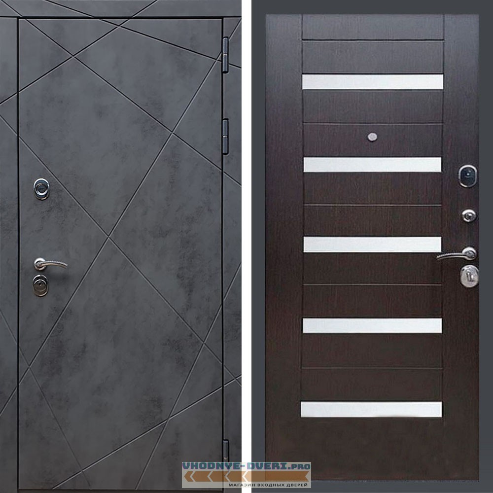 Входная дверь REX (Рекс) 13 Бетон сб-14 венге белое стекло