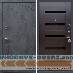 Входная дверь REX (Рекс) 13 Бетон сб-14 венге черное стекло