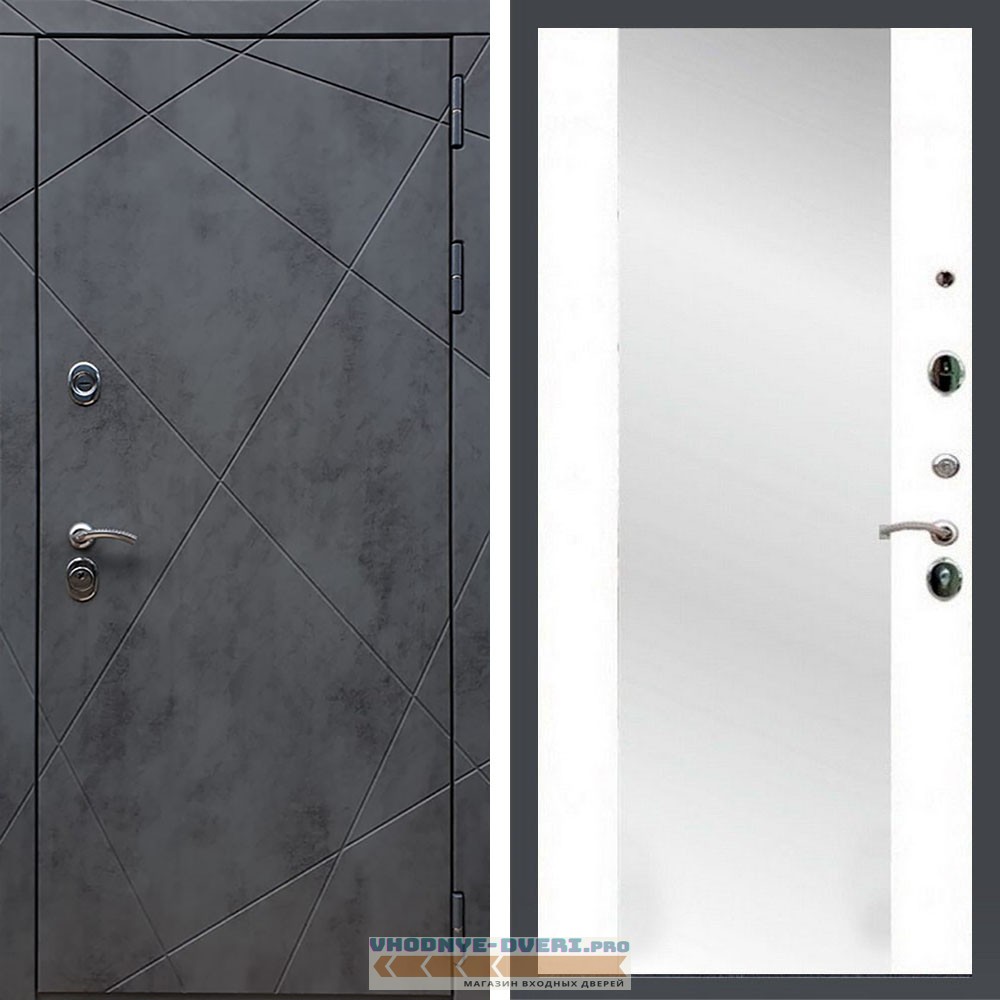 Входная дверь REX (Рекс) 13 Бетон сб-16 белый матовый