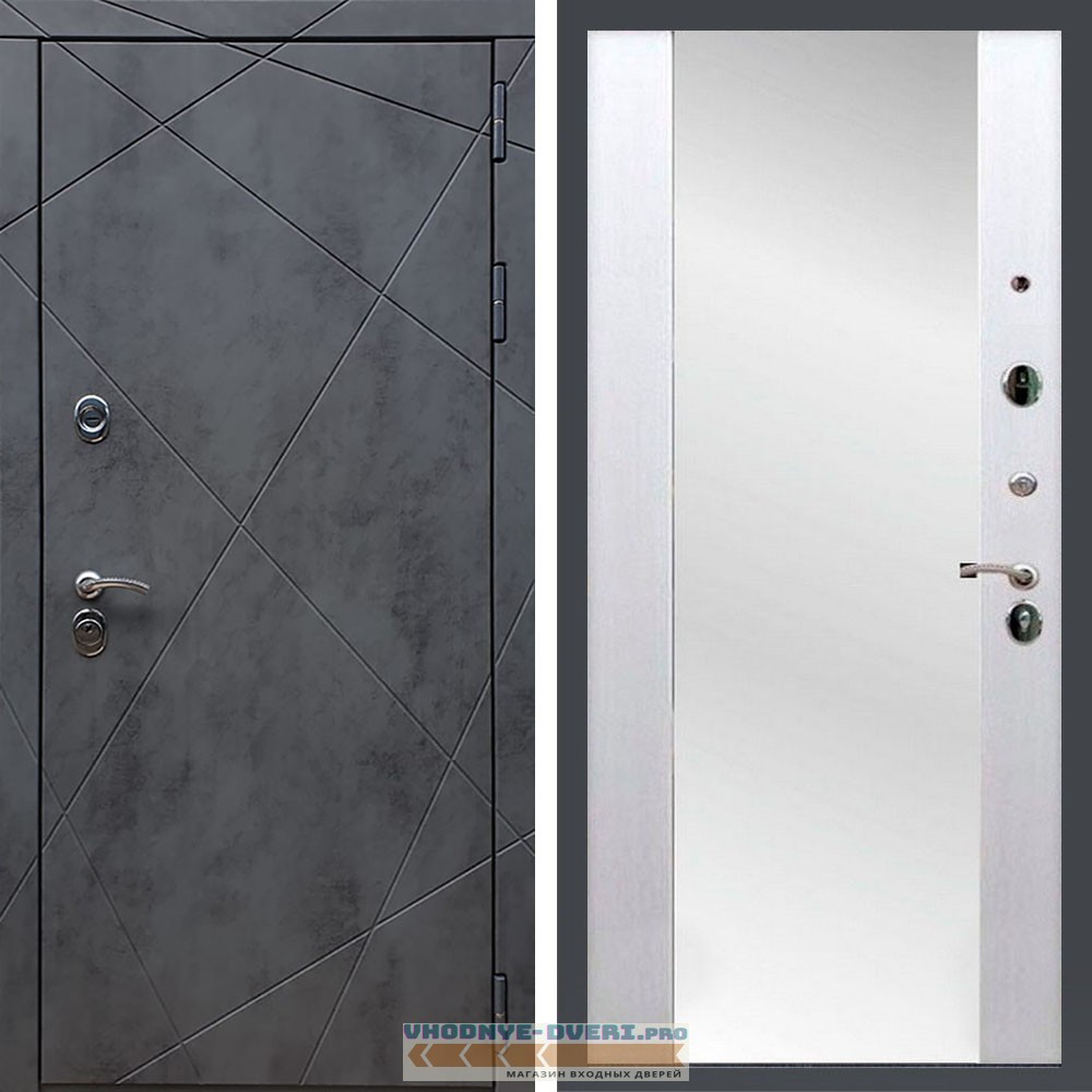 Входная дверь REX (Рекс) 13 Бетон сб-16 белый ясень